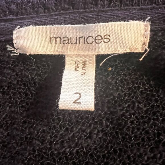 Maurices Women's Open Front Cardigan Lace Trim Navy Cover Up Size 2 - Picture 5 of 11